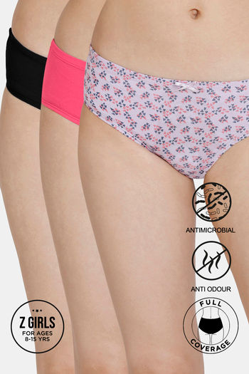 Buy Zivame Girls Anti-Microbial Low Rise Full Coverage Hipster Panty (Pack of 3) - Assorted